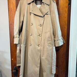 Vintage London Fog Trench Coat: 1980s Beige Double-breasted, Removable Lining -
